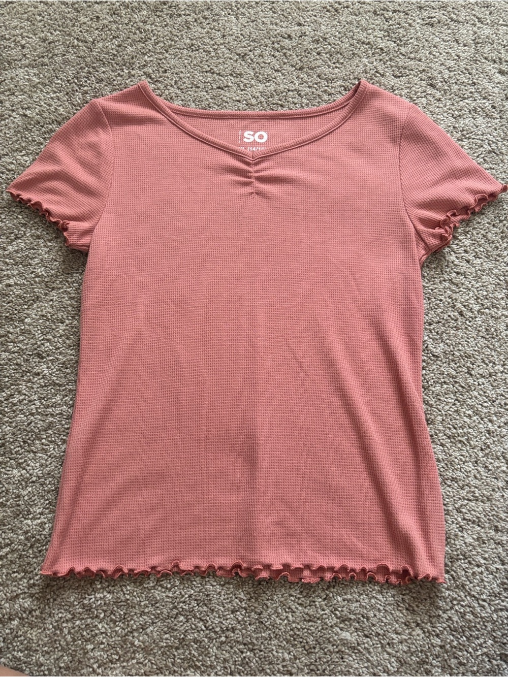SO Dusty Rose Ribbed Short Sleeve Top